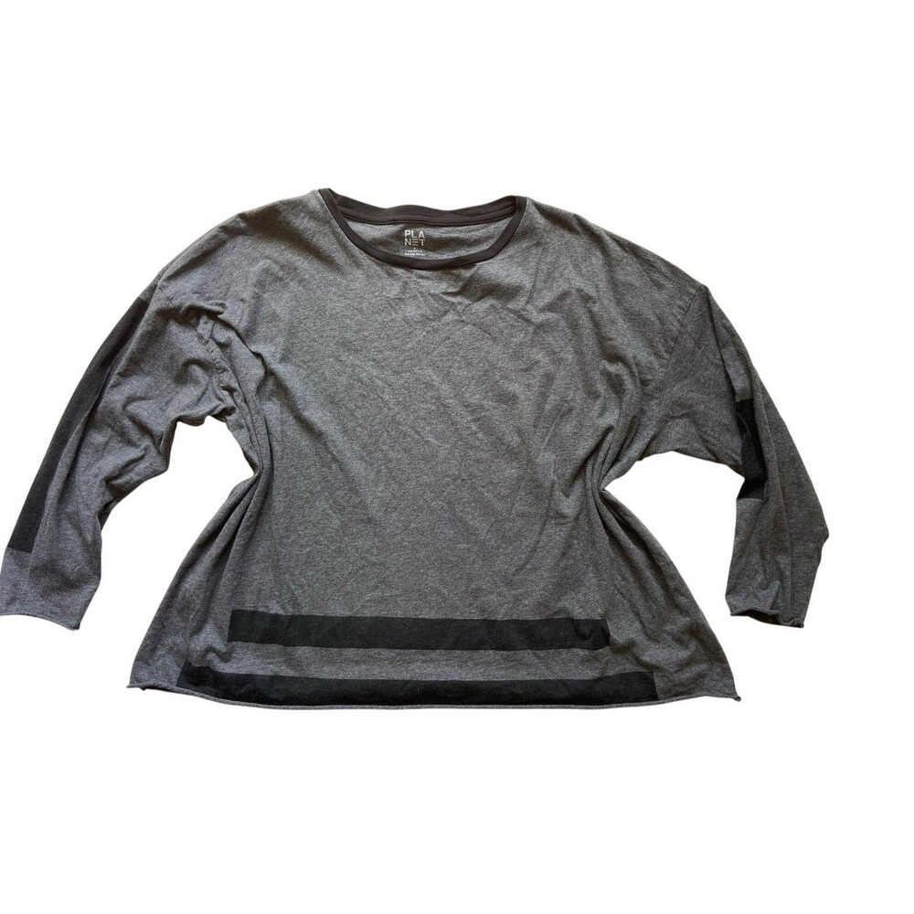 Planet by Lauren G Womens Oversize Boxy Top One Size Gray Pima‎ Minimalist Artsy - Picture 4 of 10